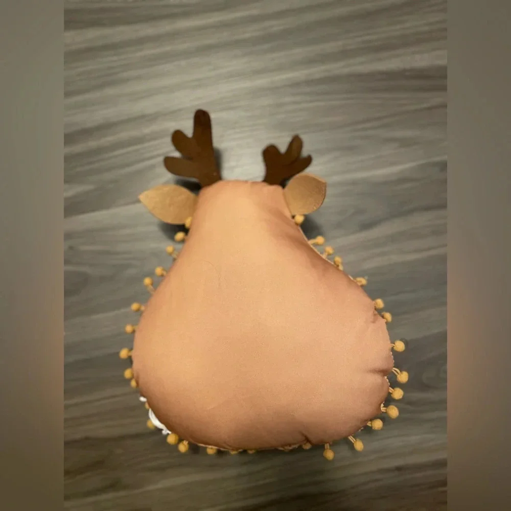 Holiday Time Christmas 11 inch Reindeer Decorative Pillow Plush